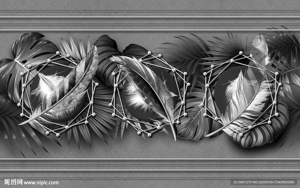 灰色欧式背景墙画 TIF分层