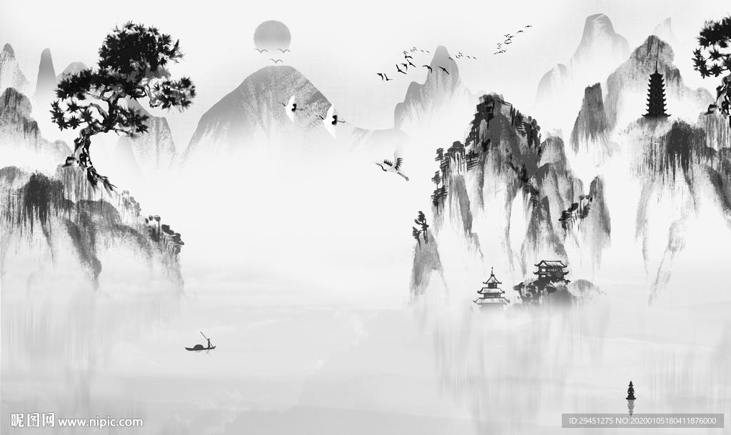 大气意境新山水画 TIF分层