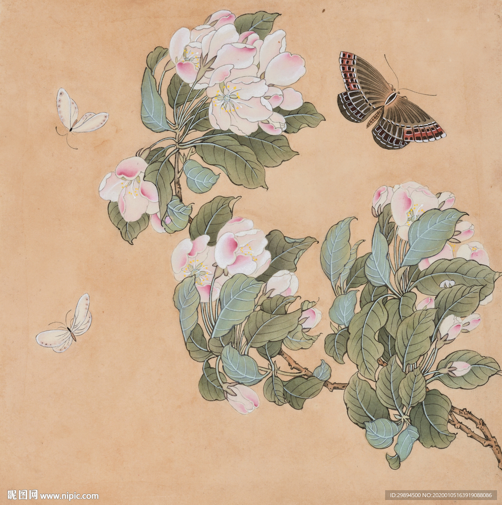 古典牡丹蝴蝶中式装饰画