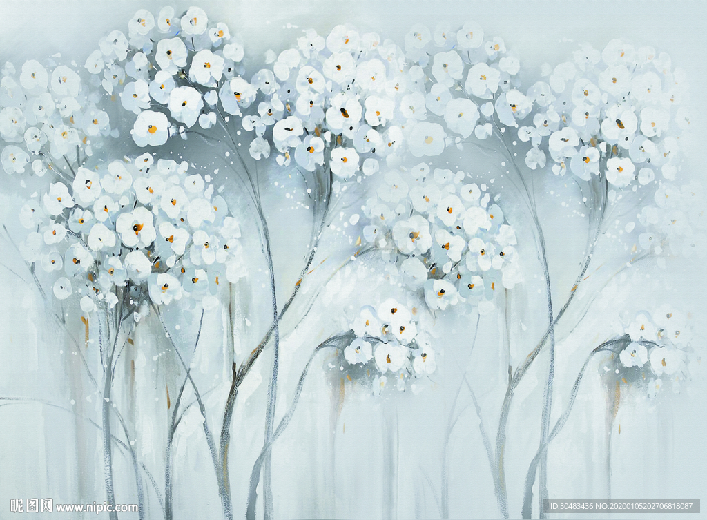 梦幻白色花朵背景