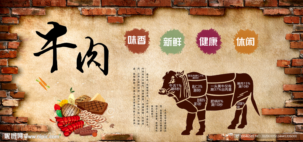 美味牛肉火锅背景墙壁画壁纸
