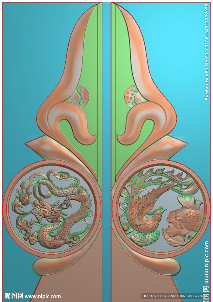 石雕龙凤墓碑抱鼓精雕图浮雕灰度