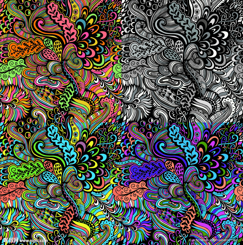 复古腰果花-四色
