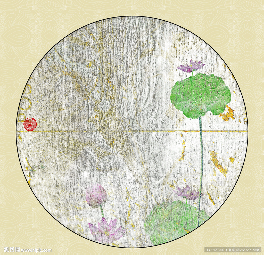 荷花无框画