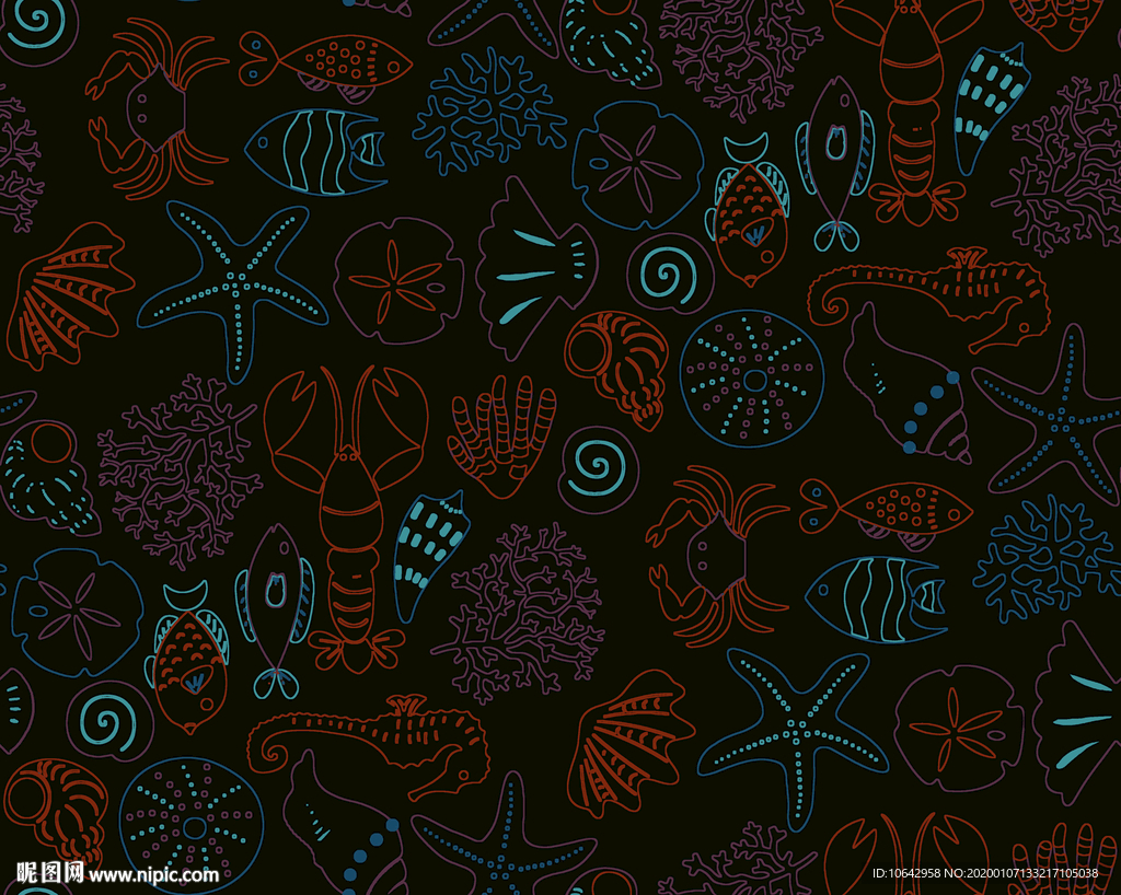 海底生物包装图案