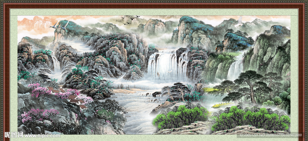 国画瀑布