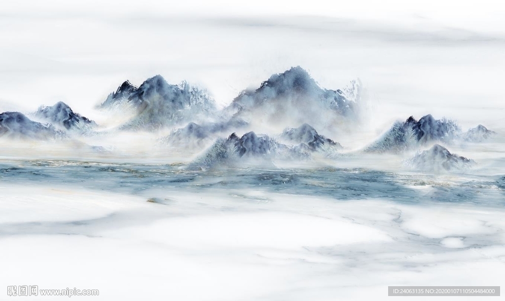 新中式轻奢蓝色石纹背景墙