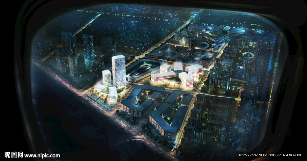 智慧广场鸟瞰建筑效果图
