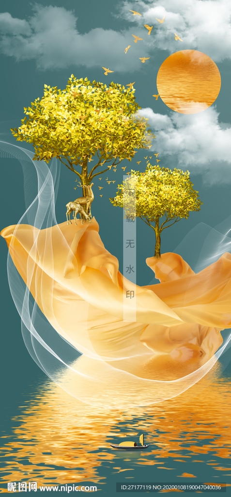 北欧轻奢侈发财树麋鹿玄关