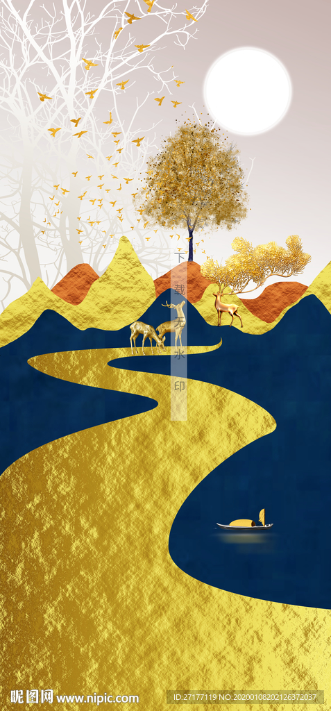 新中式轻奢侈发财树玄关