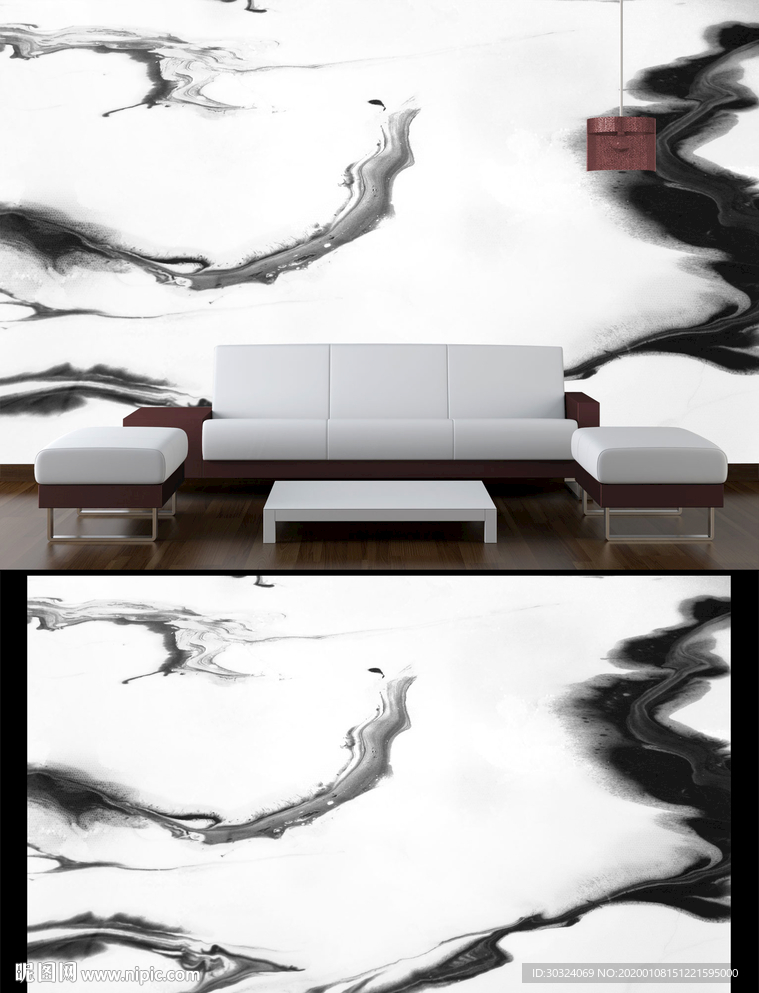 中式抽象电视背景墙