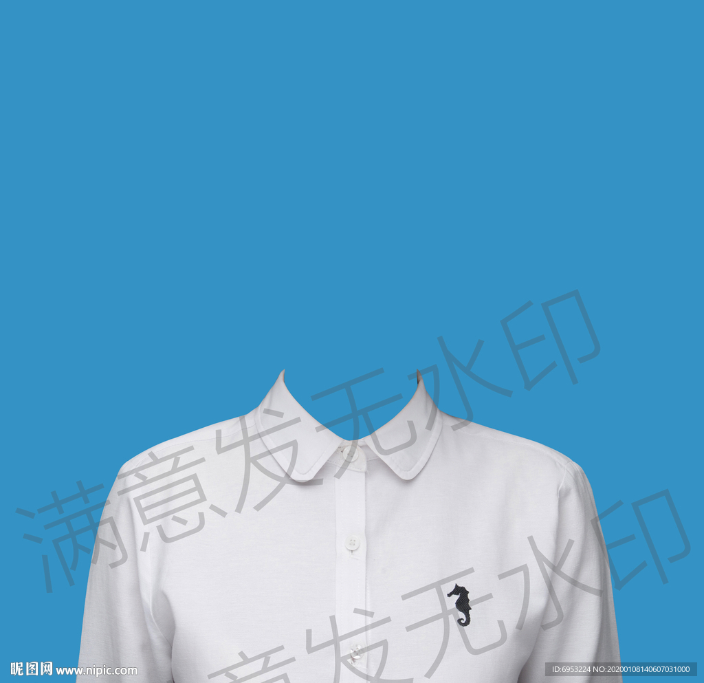 女生半身白色衬衫证件照模板