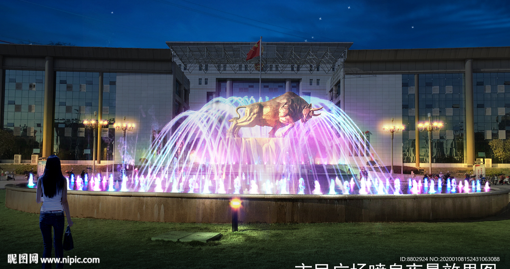 喷泉夜景效果图