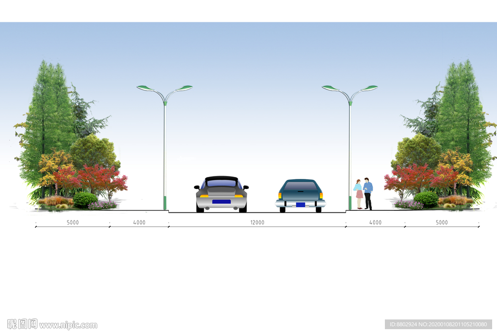 道路剖立面效果图