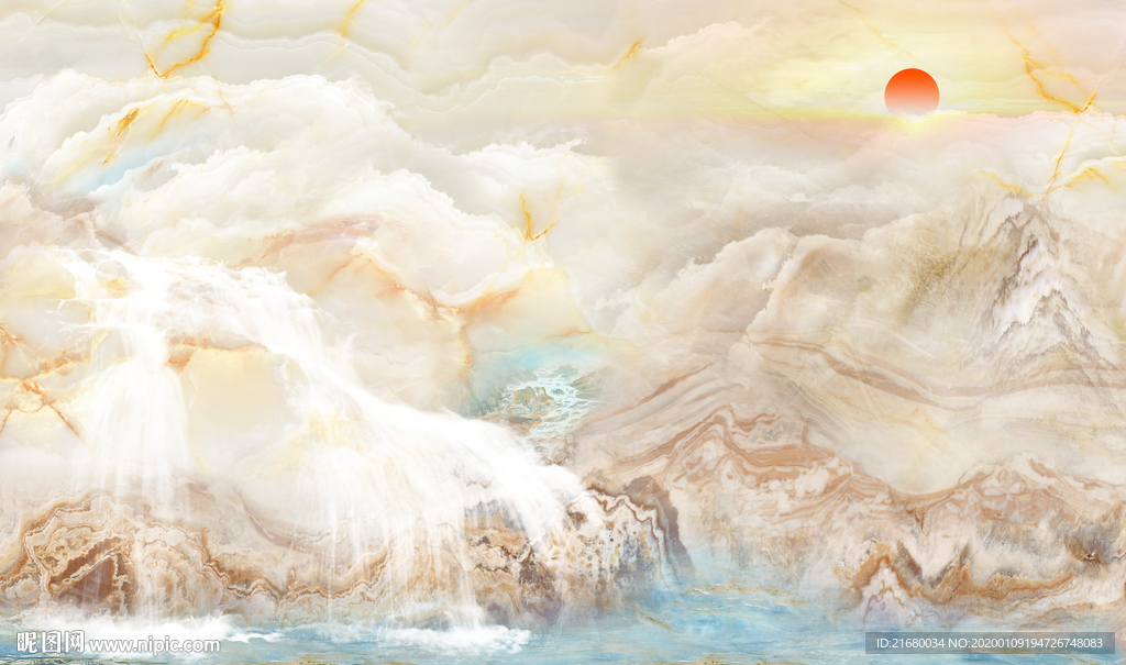 大理石纹山水背景墙