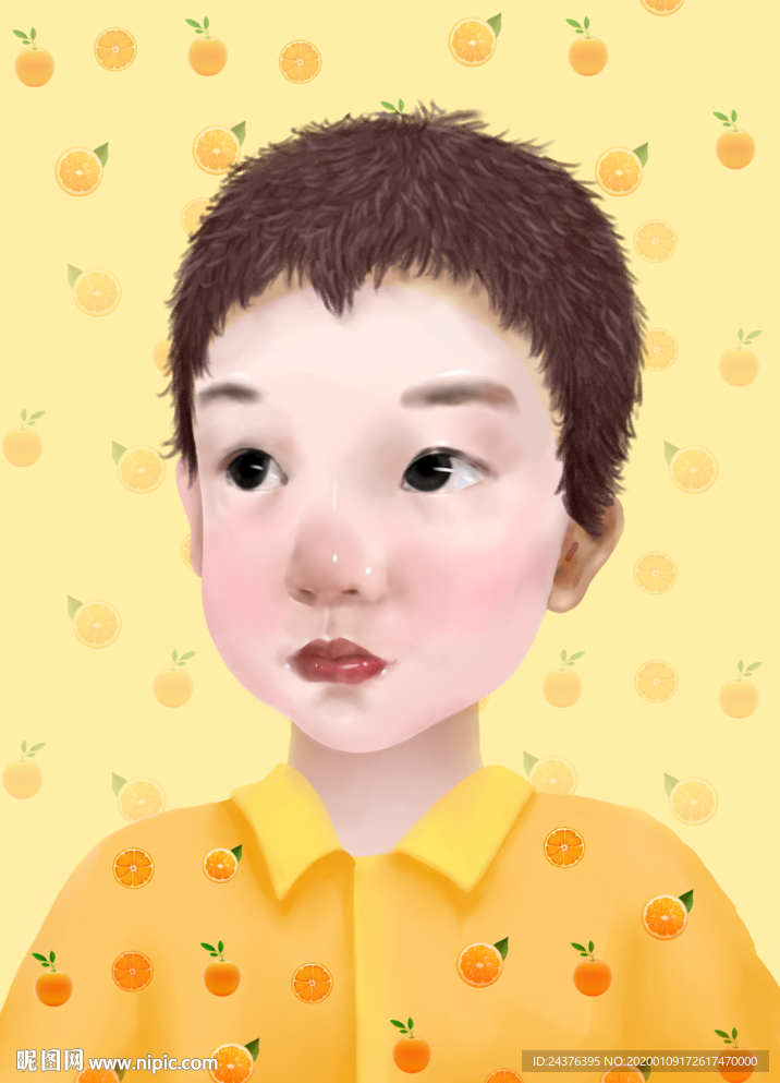 纯手绘可爱男孩