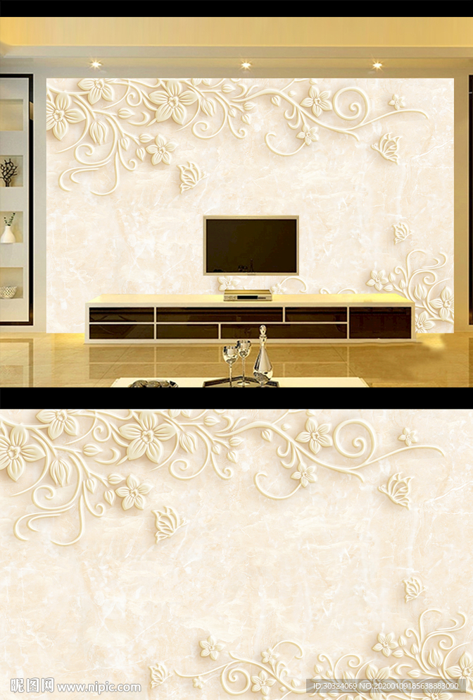 大理石电视背景墙