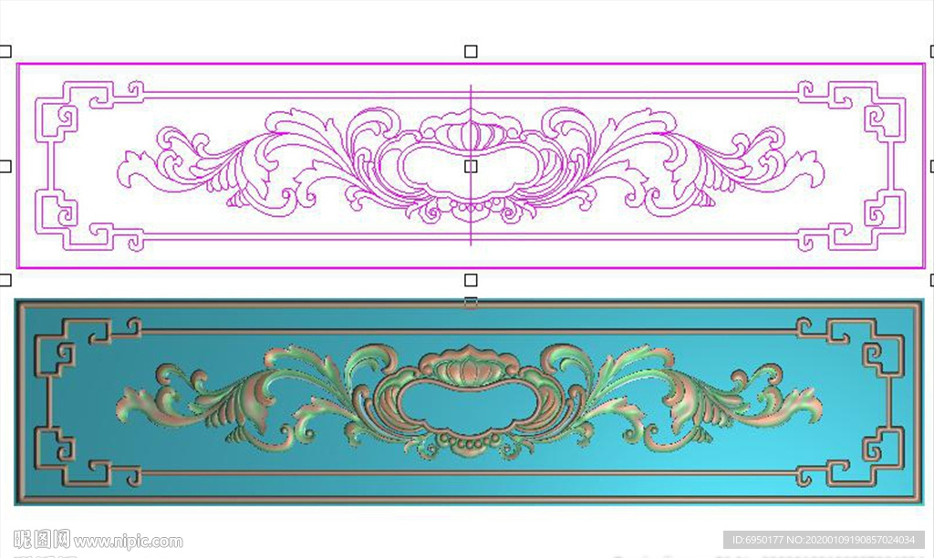 洋花扣手抽屉拉手抽斗围板精雕图