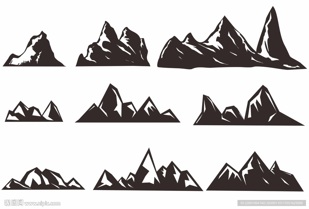 群山AI矢量图山脉CDR图案