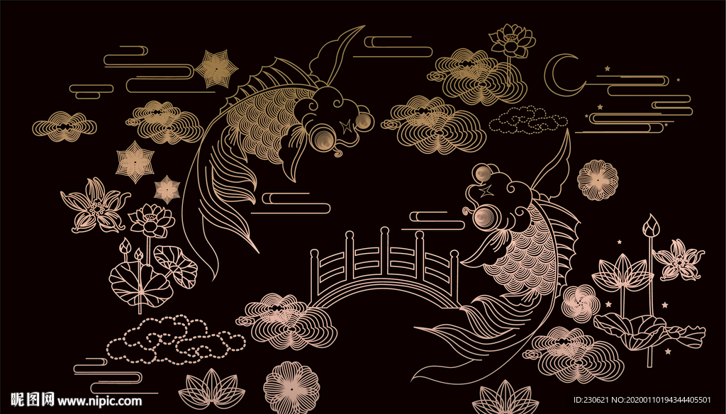 中式精致地产高端动物燕子矢量背