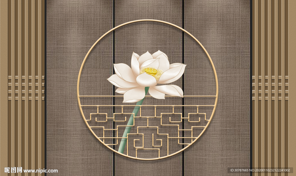 新中式金属线条背景墙