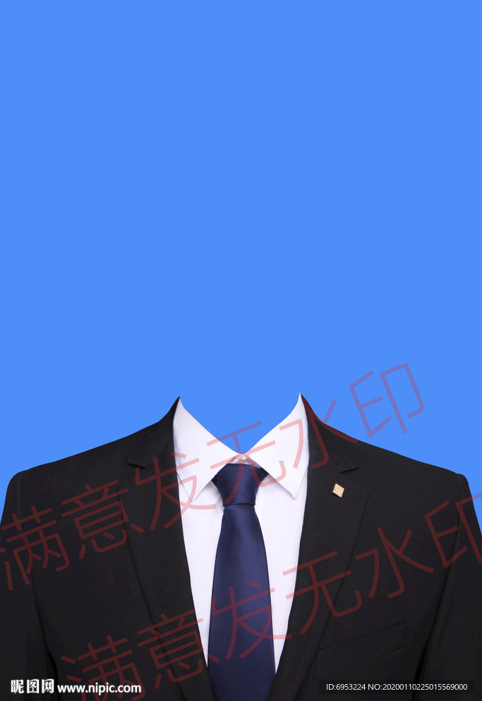 男士蓝色西装证件照模板