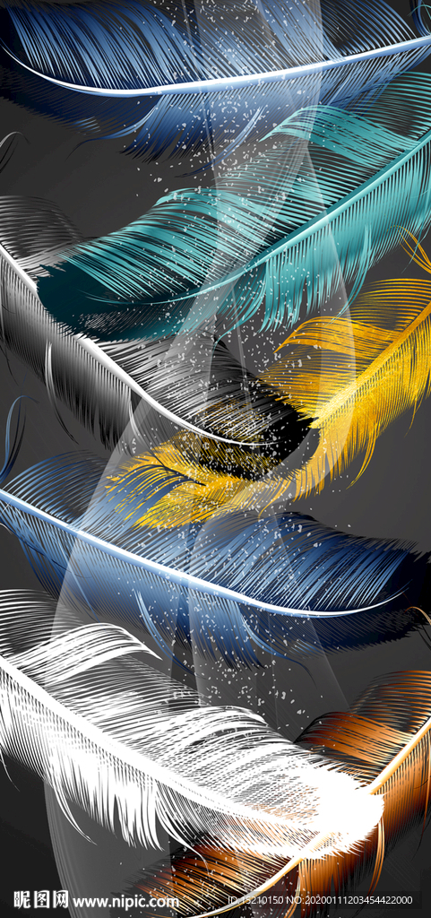 金色羽毛玄关背景墙