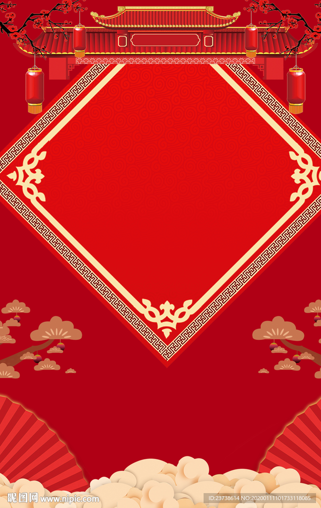 红色喜庆中国风背景