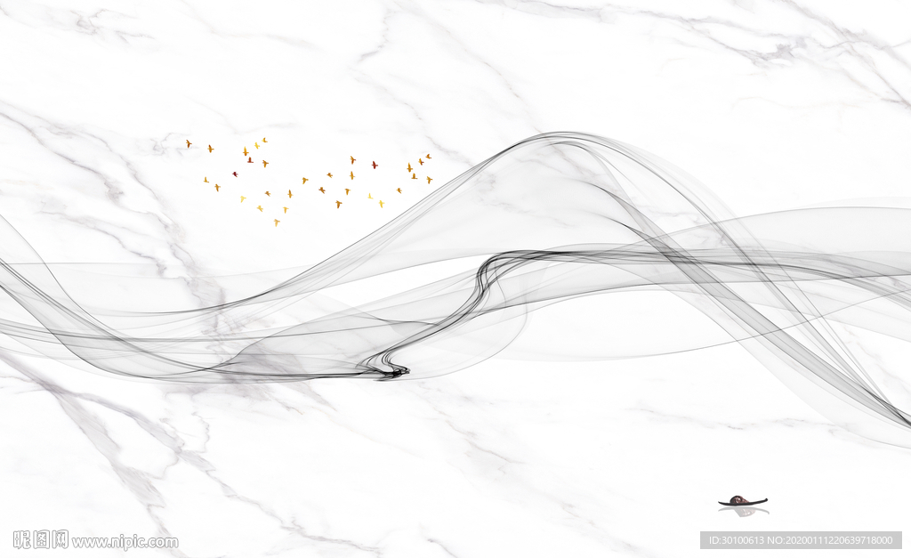 爵士白新意境山水画 TIF分层