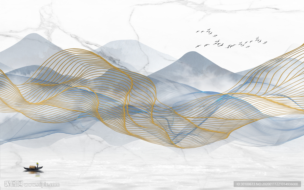 金线新意境山水画 TIF分层