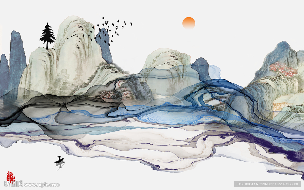 大气新意境山水画 TIF分层