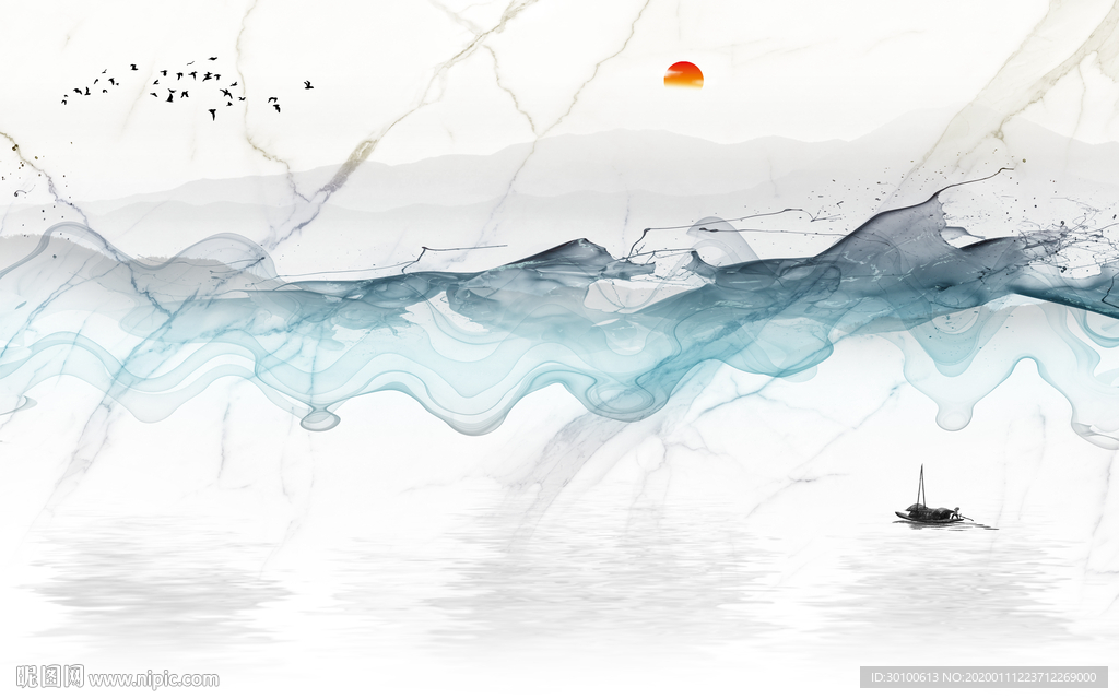 新中式新意境山水画 TIF分层