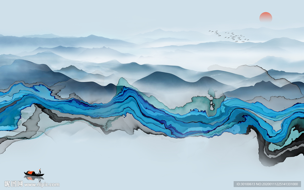 高清 新意境山水画 TIF分层