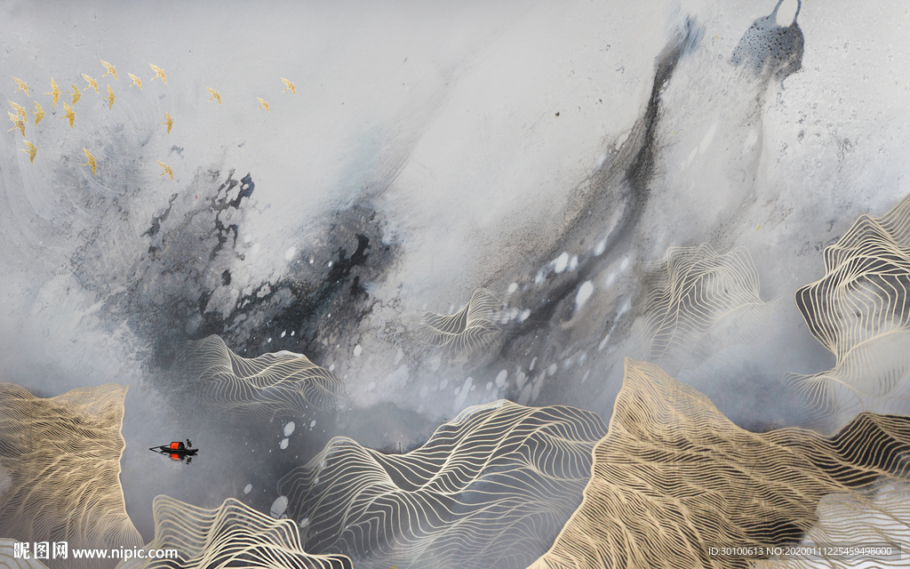 别墅新现代抽象画 TIF分层