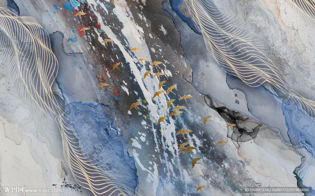 抽象新现代油画 TIF分层