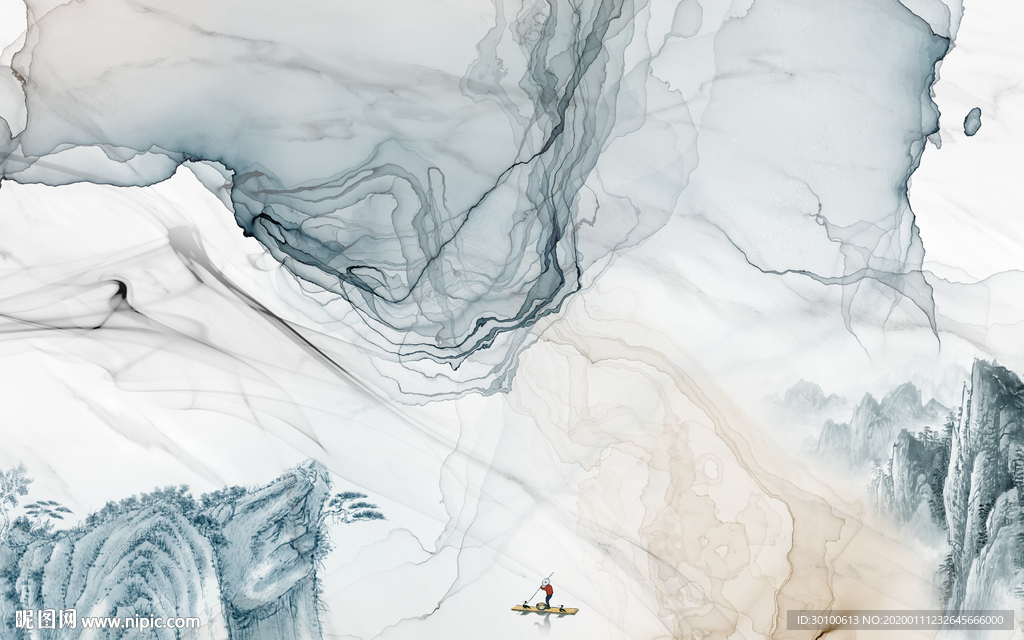 水墨 背景新山水画 TIF分层