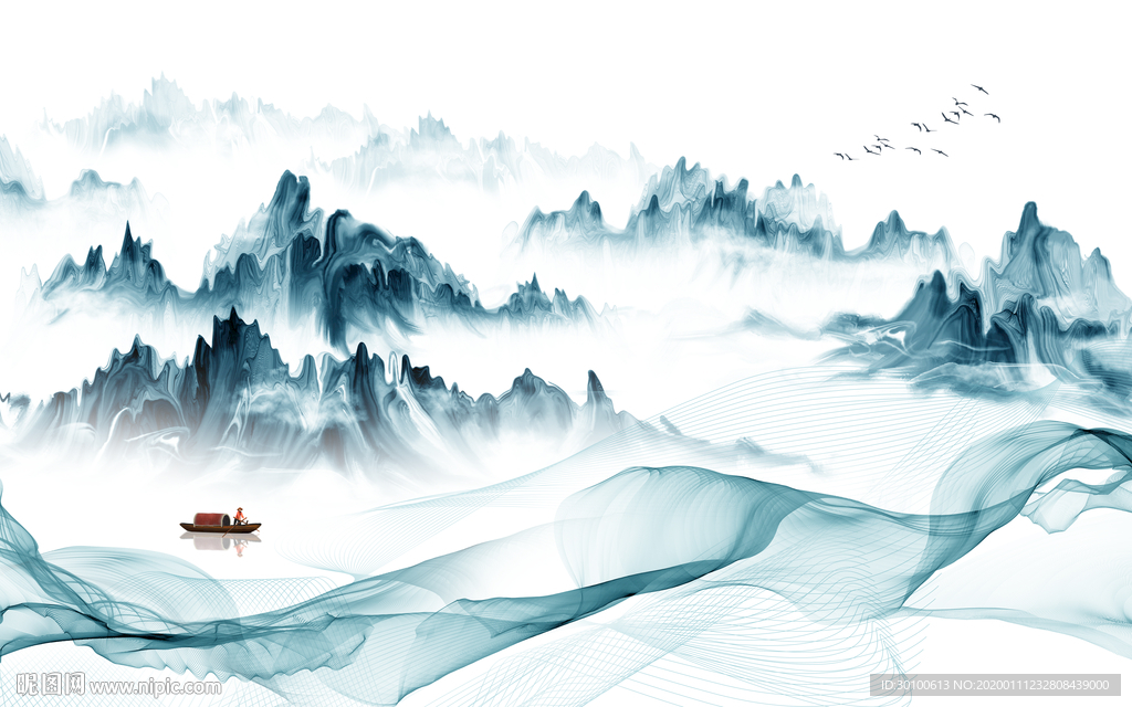 中国风背景新山水画 TIF分层