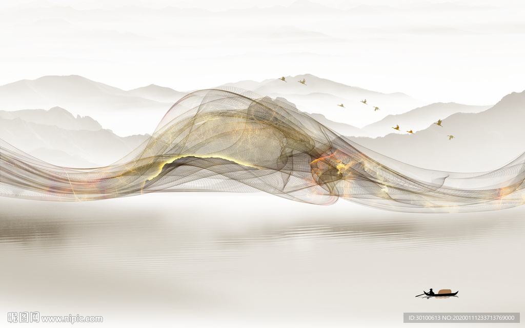 豪华背景新山水画 TIF分层