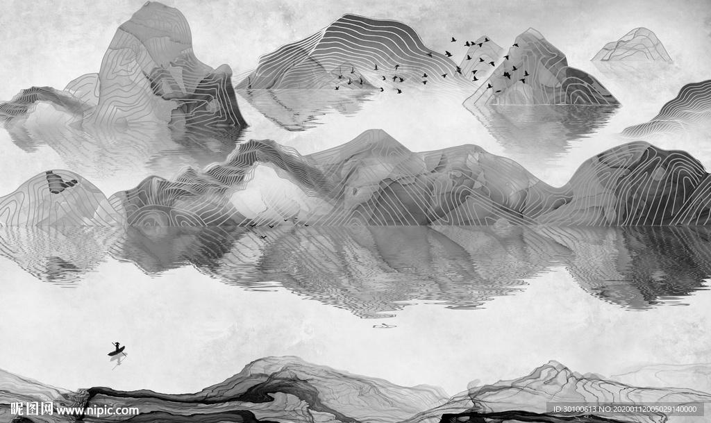 新款山水电视背景 TIF分层