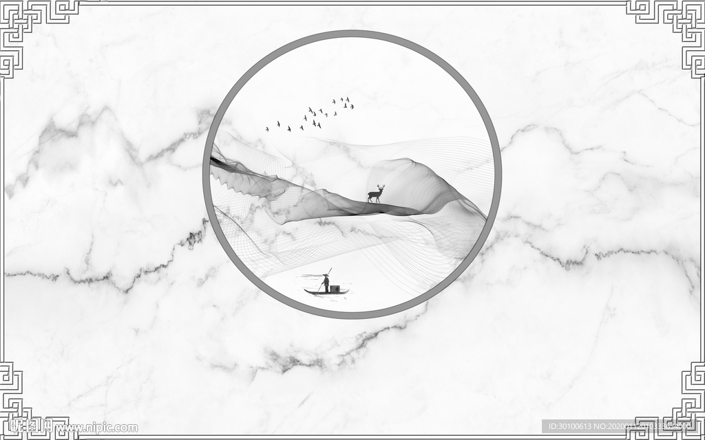 爵士白电视新山水画 TIF分层