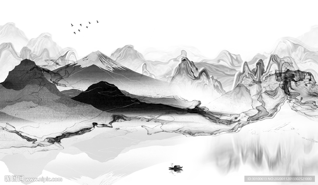 中国风山水电视背景 TIF分层