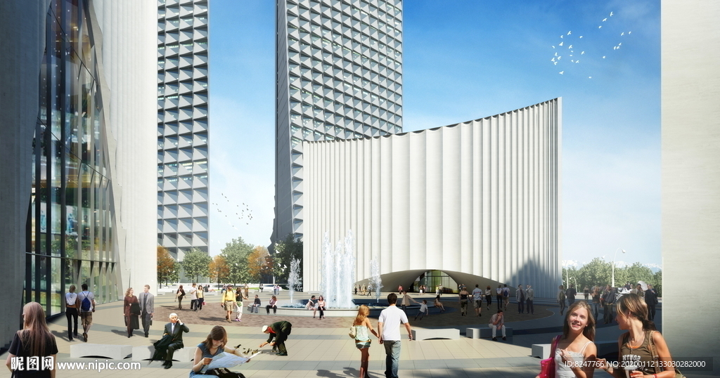 科技园广场一角建筑效果图
