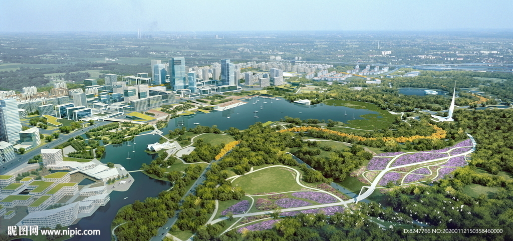 人民时代生态园林鸟瞰建筑效果图