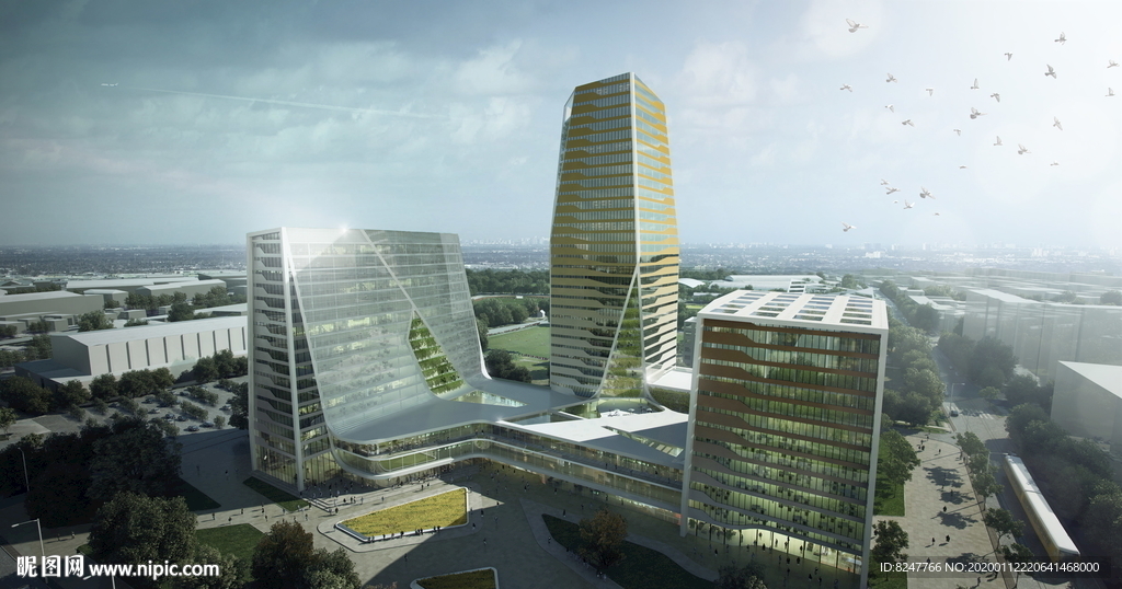科技园区景观建筑效果图