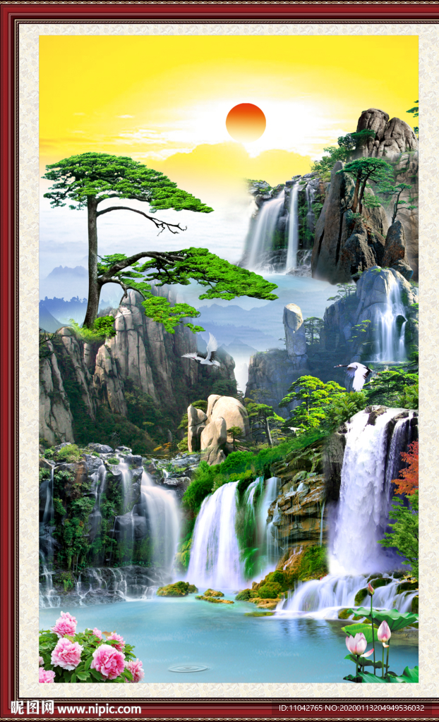 旭日东升 迎客松