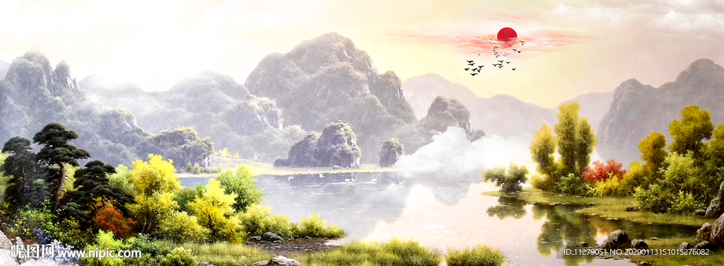 山水画田园油画