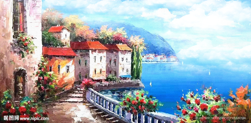 爱琴海风景油画