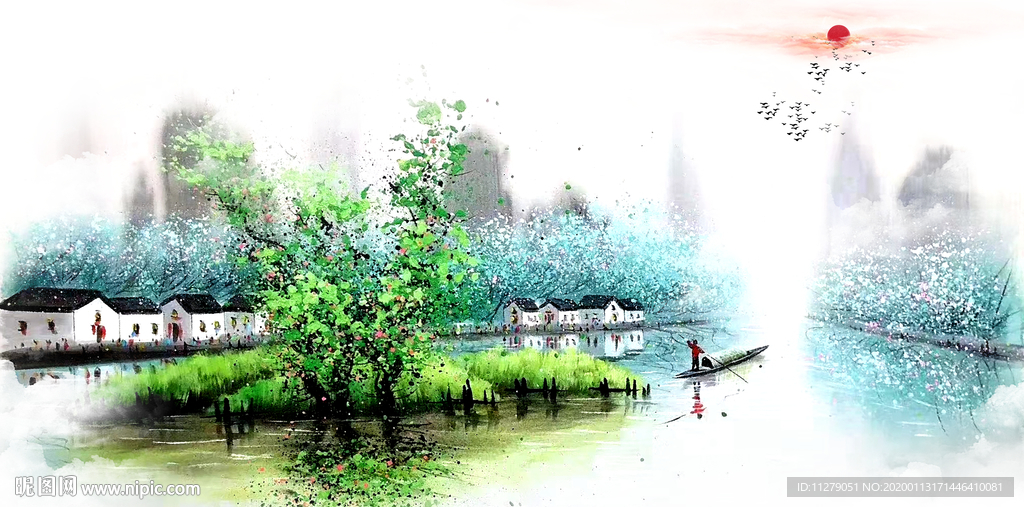 江南美景油画