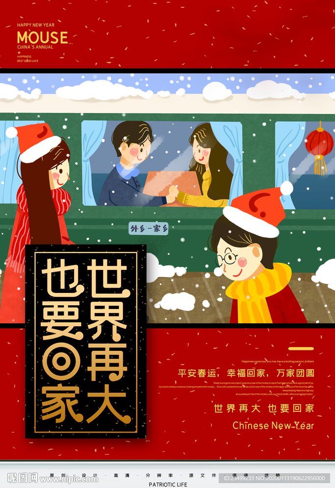 2020鼠年春节春运海报