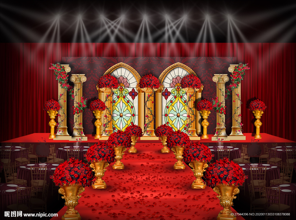 欧式红金色仪式区